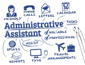administrative assistant - chart with keywords and icons